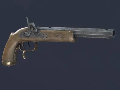 Pirate Black Powder Gun -dirty- Low-poly 3D model