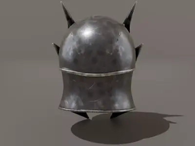 Iron Skull Mask Low Poly Dark Fantasy Helmet Low-poly 3D model