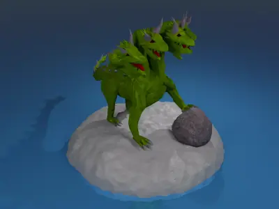  Hydra Water dragon monster Sea Mythical Giant serpent Rigged Free low-poly 3D model