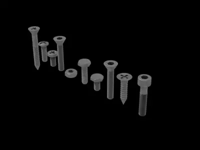 Bolts and Screws Low-poly 3D model