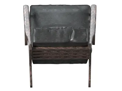 Old Leather arm chair with wooden frame 3D model