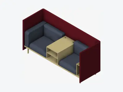 Sofa - Contemporary - Flame - Central Shelf - Armrest Shelf Low-poly 3D model get