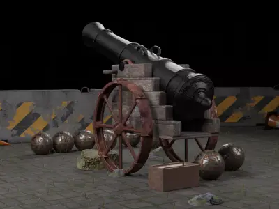 A 3D Cannon Gun Low-poly 3D model