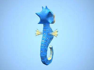 cartoon sea horse Low-poly 3D model