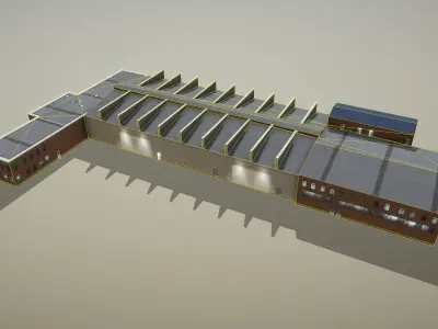 Airport Hangar SKBO Hangar22 Low-poly 3D model
