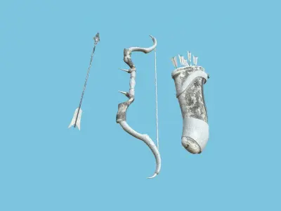 Archer Bow 08 Snow Hunter - Quiver Fantasy Weaponry Low-poly 3D model