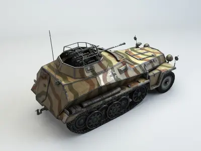 Low Poly  SdKfz 250 9 2cm Leichter Schutzenpanzerwagen Low-poly 3D model