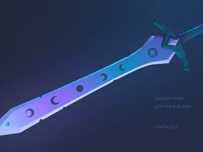 moon great sword Low-poly 3D model
