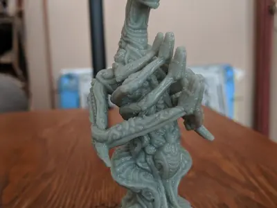 Greeter statue of woman on wooden table 3D print model