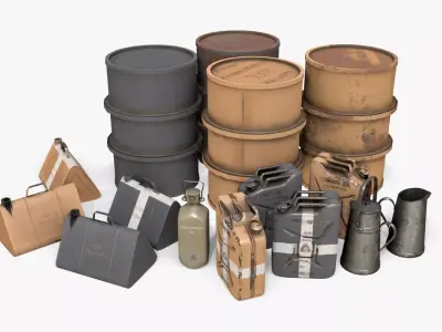 WW2 Liquid Storage Assets Collection 3D Model Pack