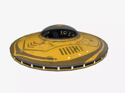 Alien Spaceship UFO B08 Yellow Dirt - Sci Fi Spacecraft Design Low-poly 3D model