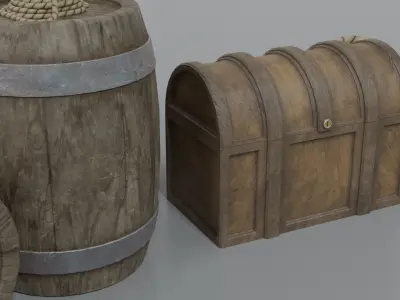 treasure chest Low-poly 3D model 15