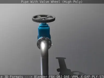 Pipe With Valve Wheel High-Poly  3D model