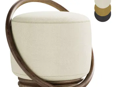 Hoop vallnut pouf 3D model