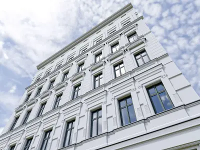 Classic European Tenement Building - Detailed Facade  Low-poly 3D model