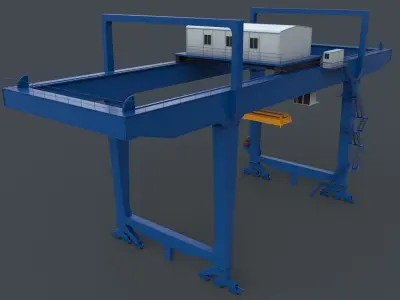 PBR Rail Mounted Gantry Crane RMG V1 - Blue Low-poly 3D model