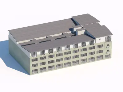 Industrial Building with Large Windows 3D model