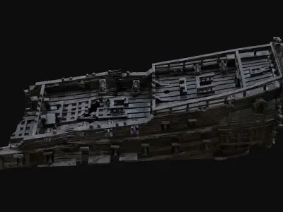 Shipwreck pirate ship Low-poly 3D model