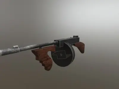 3D Thompson pistol Low-poly 3D model