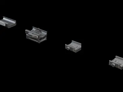 Rifle Gun Foregrip Accessory Pack Low-poly 3D model