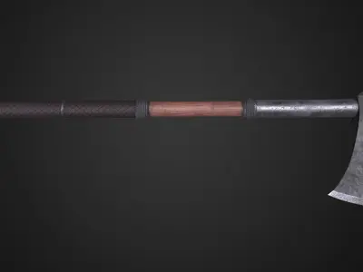 Medieval axe Low-poly 3D model 11