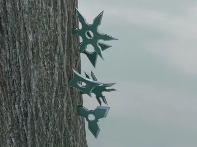 Green Ninja shuriken pack Low-poly 3D model