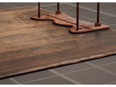 Old Wooden Clipboard with Rusty Ring Binder  Low-poly 3D model