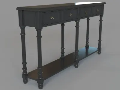 Classic Two Drawer Console Table Black 3D model