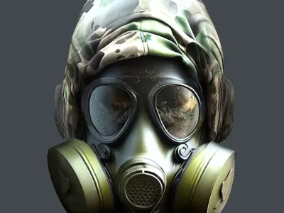 helmet Gas mask  3d model military combat Low-poly  Low-poly 3D model