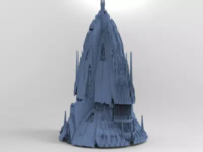 Sci-Fi Shuttle launcher moon base city Top 4 3D model