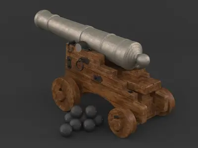 Old Cannon with Balls 3D model