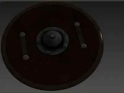 Wooden shield Low-poly 3D model 9