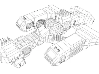 Spaceship Low-poly 3D model 3