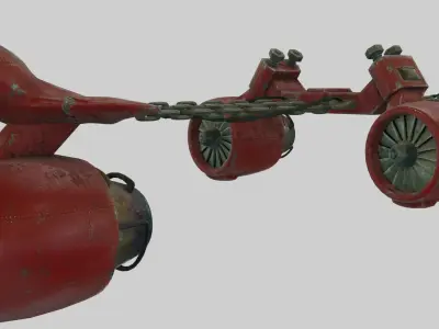 Low Poly Dieselpunk Santa Sleigh With PBR Materials Low-poly 3D model