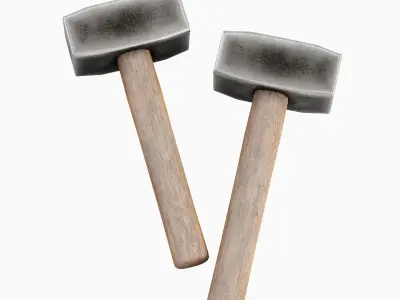 Industrial Wooden Hammer 02 Low-poly 3D model