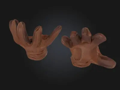 Leather Gloves Display Stylish Handwear 3D model