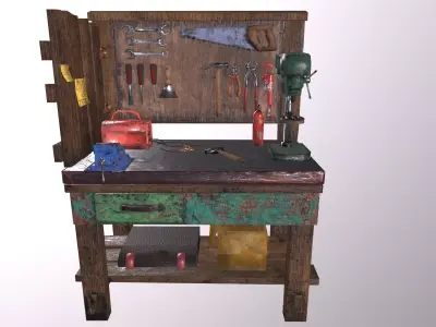 Workbench with tools Low-poly 3D model buy