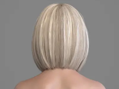 Realistic Medium Straight Blonde Hair 3D model