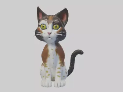 Sitting California Spangled Cat model Low-poly 3D model
