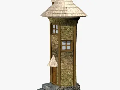 Medieval Tower Building  Low-poly 3D model