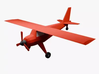 Classic Cartoon Aeroplane Low-poly 3D model purchase
