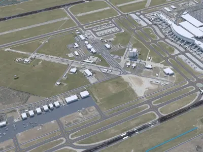 Austin Bergstrom Airport 8km Low-poly 3D model