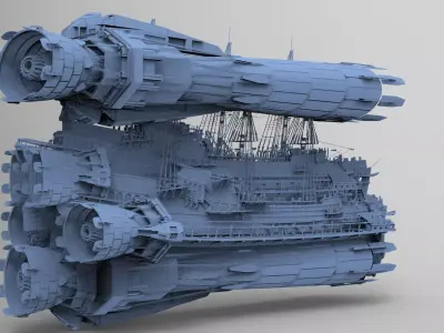Grand Sci fi Airship Space design 12  3D model
