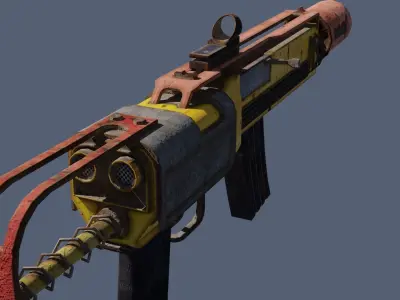 Gun - Weapon - Apocalyptic - SMG - Rifle - Rust - Old Low-poly 3D model