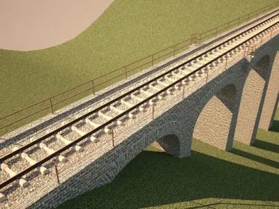 Railway bridge 3D model 6