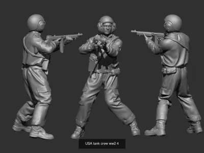 USA tank crew ww2 45 3D Model Collection 3D Model Pack