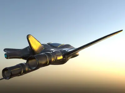 Fighter jet flying in sky Low-poly 3D model