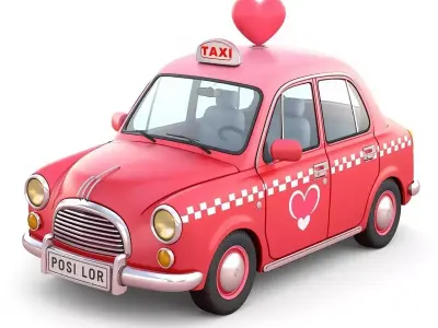 Stylized 3D Valentine Taxi Model Low-poly 3D model