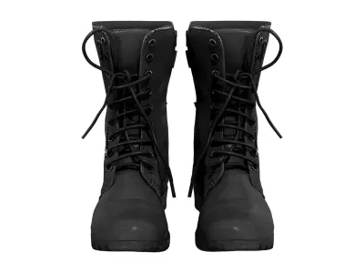 Mens Mid Calf Combat Boots Low-poly 3D model