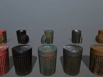 Trash Can Low-poly 3D model buy